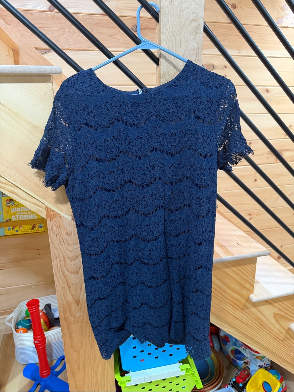 Lulu's Navy Lace Short Sleeve Shift